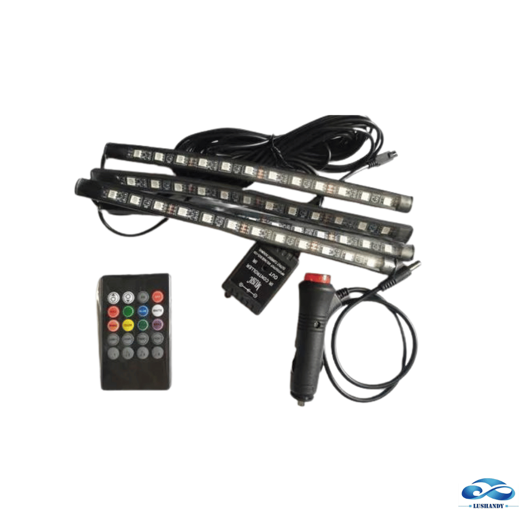 Tiras  Luces Led Interior Auto RGB  8 Colores Con Control