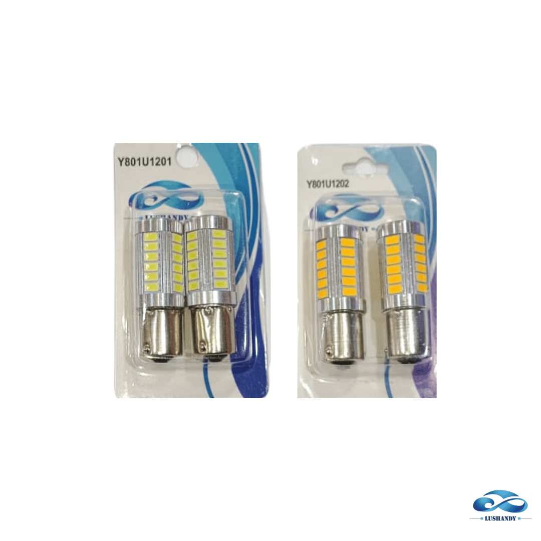 Ampolleta Led Un Contacto  12v  Ámbar Blanco