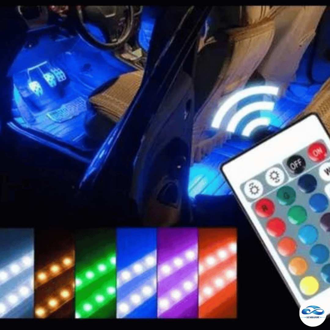 Tiras  Luces Led Interior Auto RGB  8 Colores Con Control