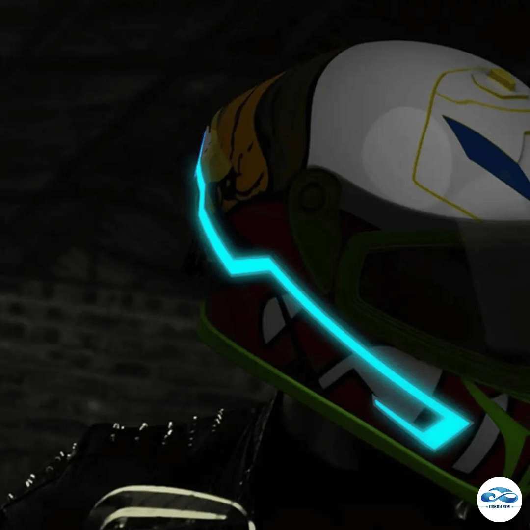 Tira De Luces Led Color Verde Para Casco De Motocicleta Con  Batería Y  Pegatina