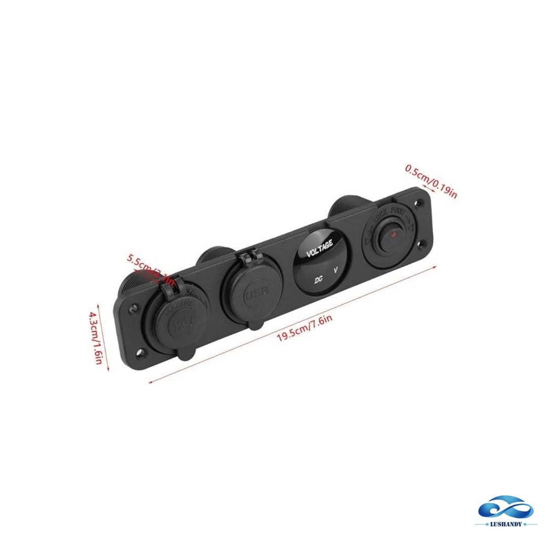 Panel Recto  De Conectores USB Cargador Encendedor + Voltímetro + Encendido Y Apagado   12-24v