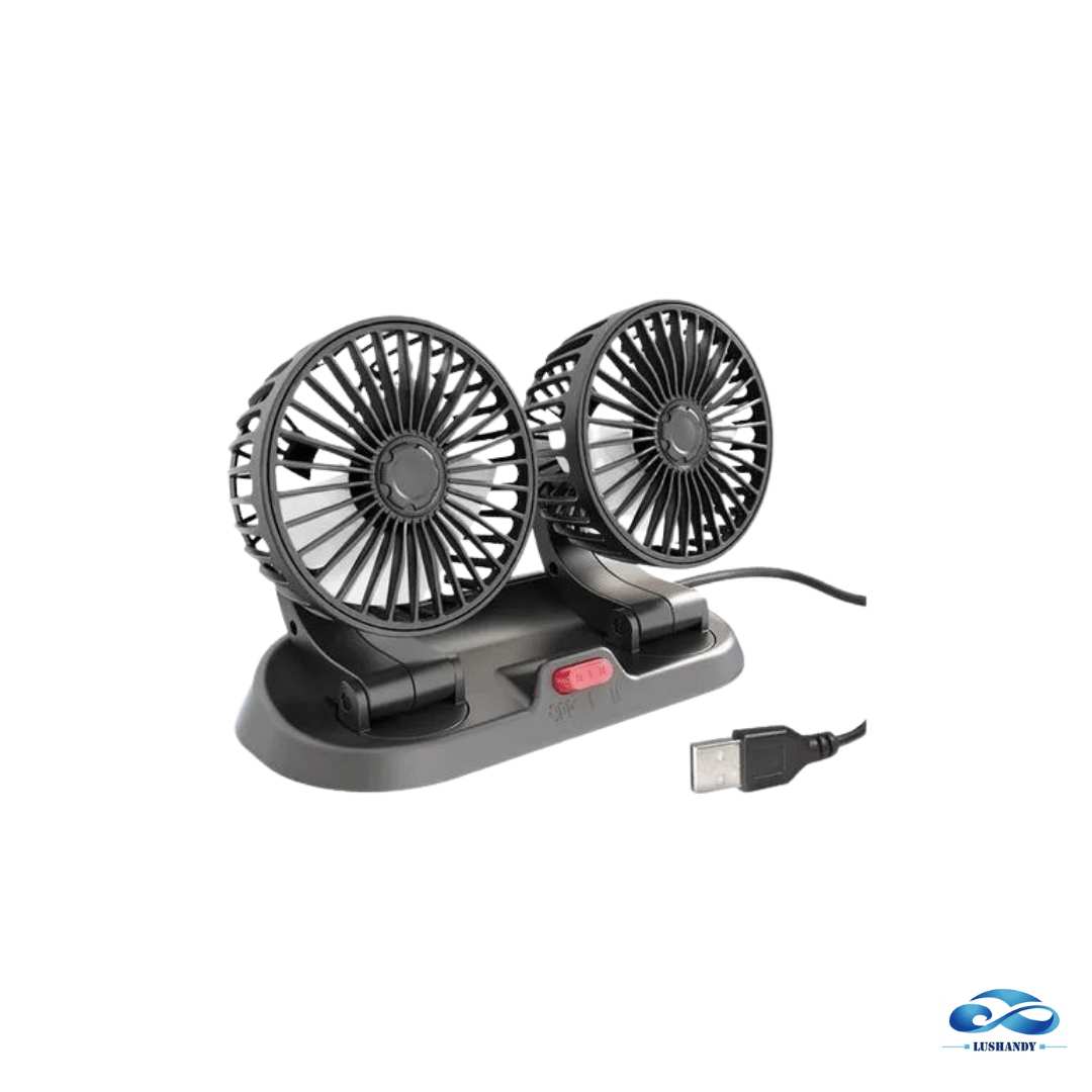 Mini Ventilador  Doble Cabezal Y Dos Velocidades Para Autos 12V