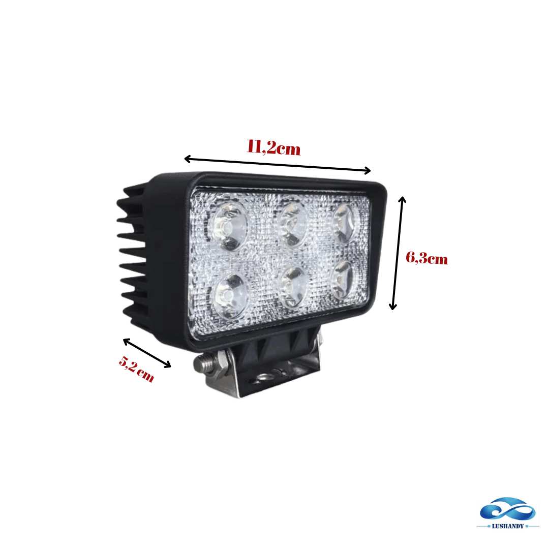 Foco Neblinero Rectangular Led Blanco 12v 24v 18 Watt