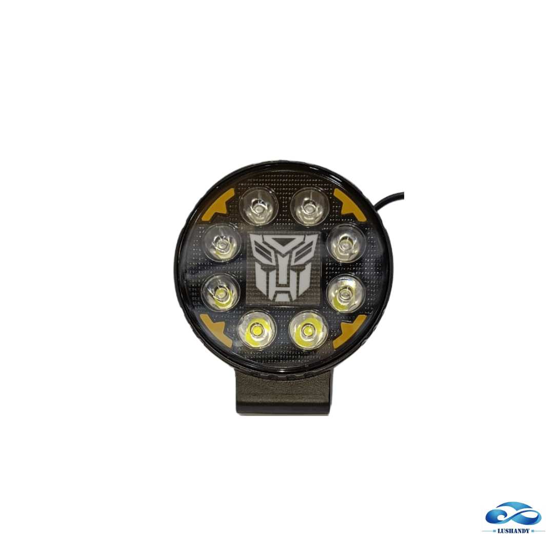 Foco Neblinero 8 LED Redondo 12-60V 23W para Auto Con Diseño Tigre y Transforme