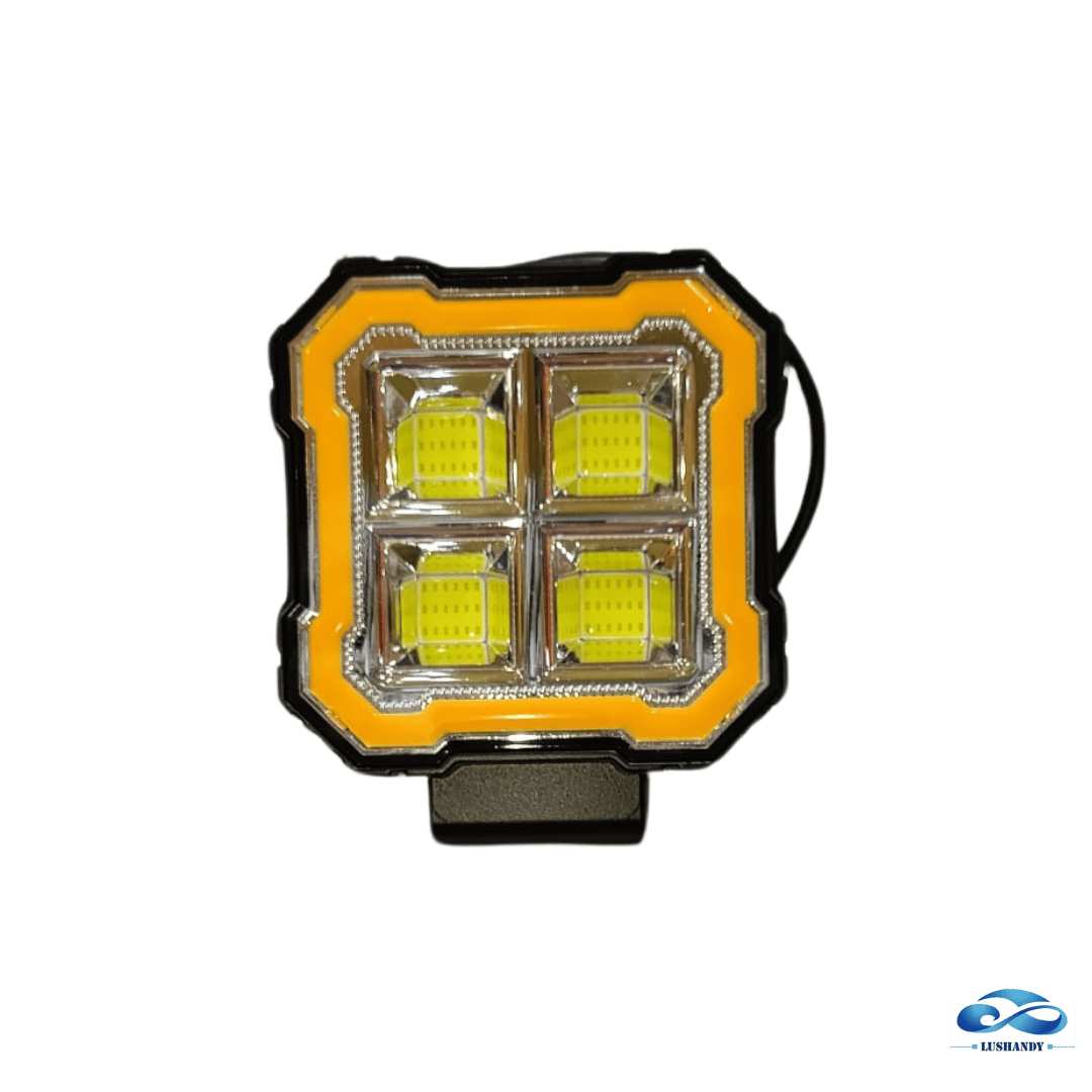 Foco Neblinero 4 Led Blanco Con Luz De Posición Ámbar Cuadrado 12-60V 23W para Auto