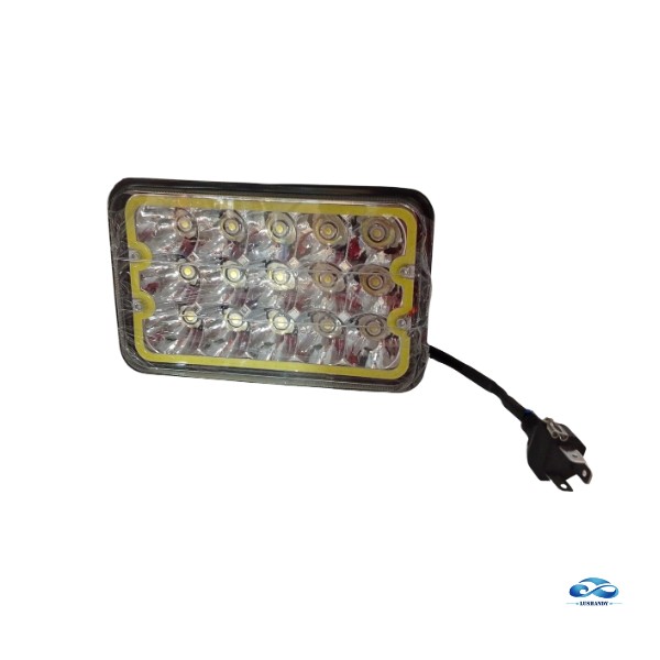 Foco LED Rectangular Automotriz con Aro Amarillo Foco LED Rectangular Automotriz con Aro Amarillo